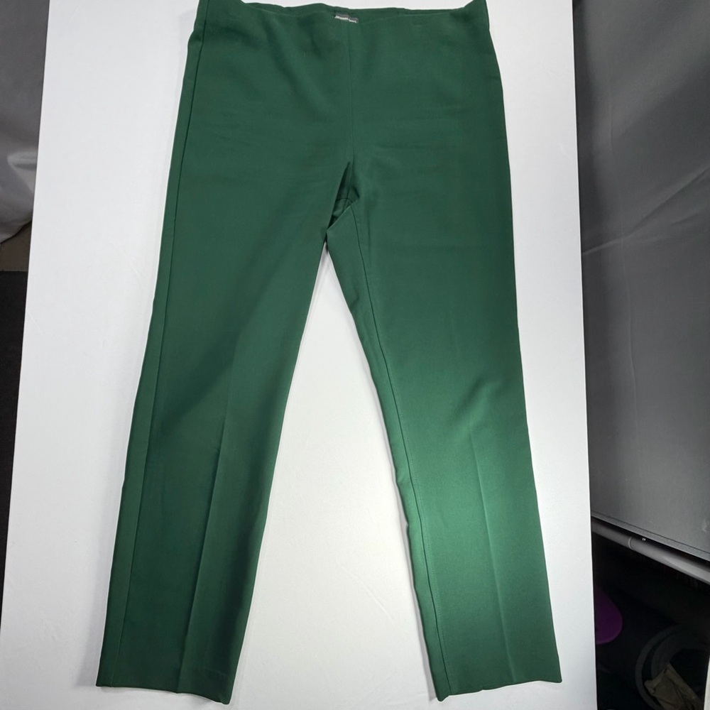 Adrianna Papell Green Pull On Pants Womens 14 Straight Leg Minimalist